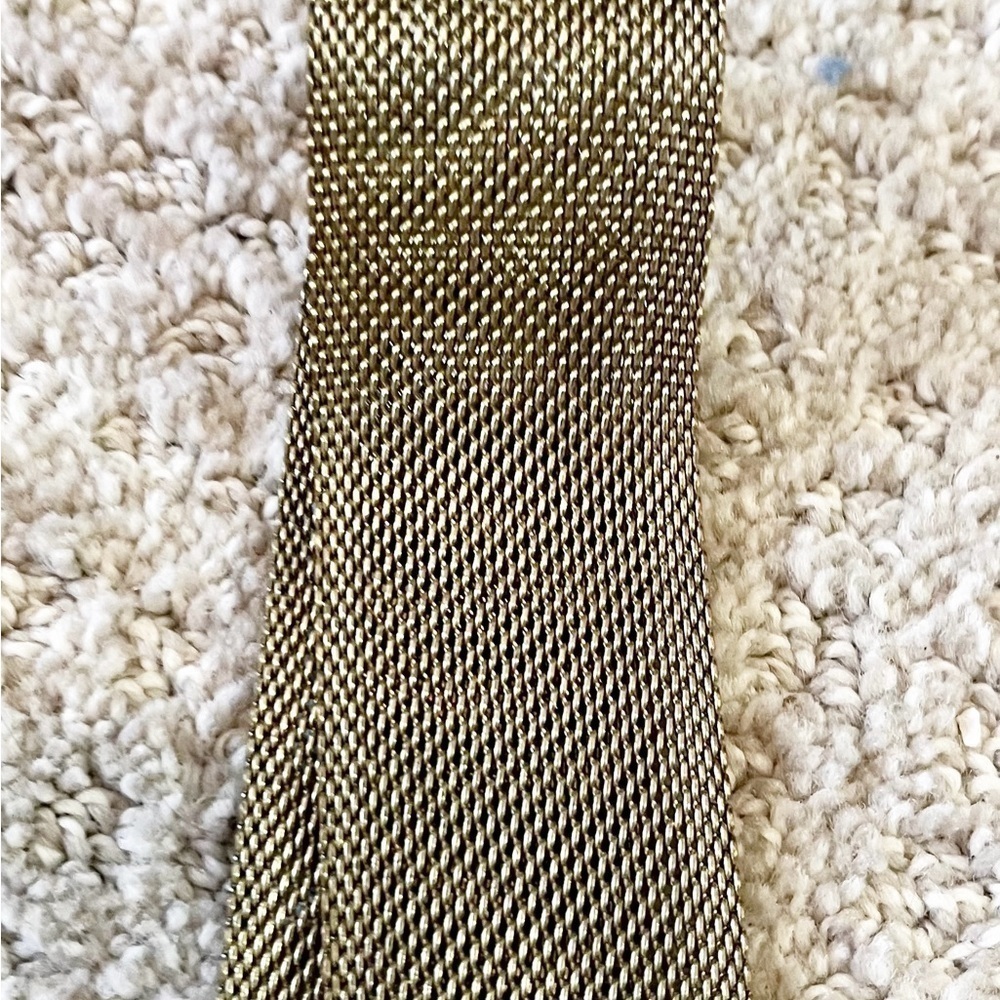 Gold Western Mesh Belt Womens Sz S/M Metallic Grommet Vintage 80s Tooled Floral - Picture 10 of 10